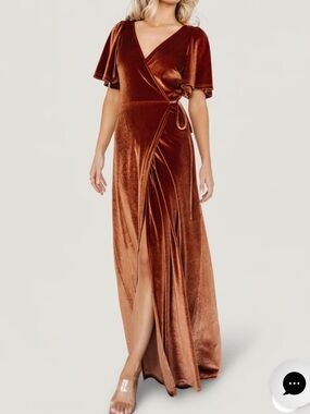 Baltic Born Copper Velvet Wrap Maxi Dress